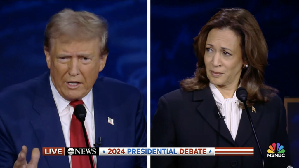 Former President Donald Trump and Vice President Kamala Harris debate.